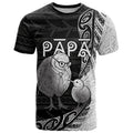 Personalised New Zealand Father's Day T Shirt Papa Kiwi Bird Tribal Pattern