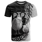 Personalised New Zealand Father's Day T Shirt Papa Kiwi Bird Tribal Pattern