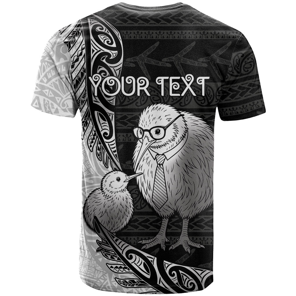 Personalised New Zealand Father's Day T Shirt Papa Kiwi Bird Tribal Pattern