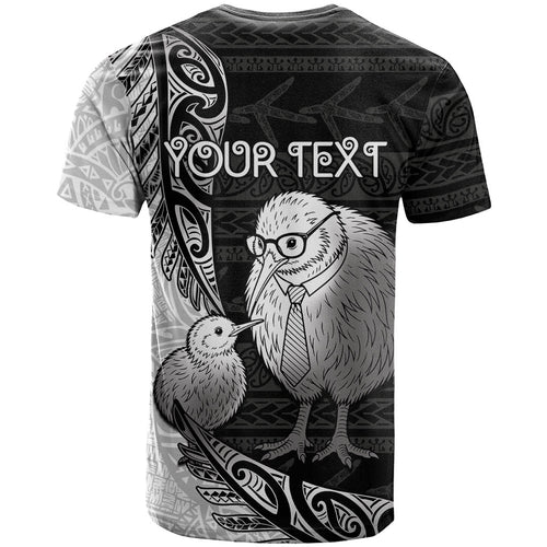 Personalised New Zealand Father's Day T Shirt Papa Kiwi Bird Tribal Pattern