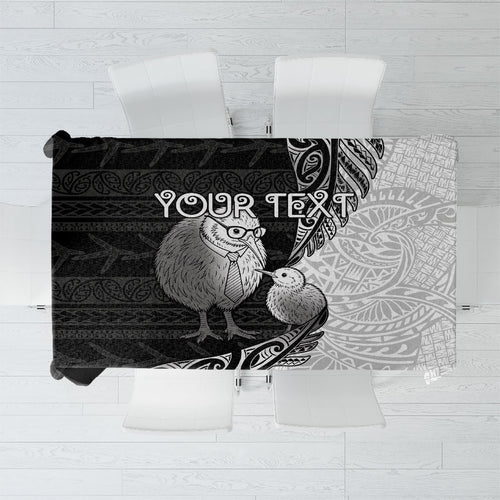 Personalised New Zealand Father's Day Tablecloth Papa Kiwi Bird Tribal Pattern
