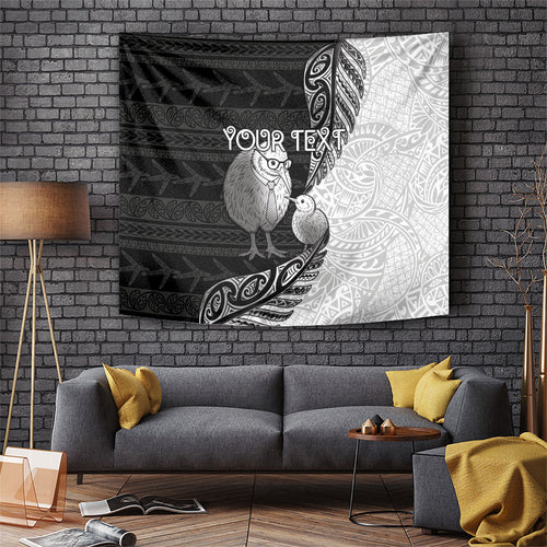 Personalised New Zealand Father's Day Tapestry Papa Kiwi Bird Tribal Pattern