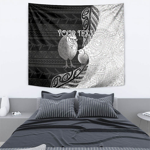 Personalised New Zealand Father's Day Tapestry Papa Kiwi Bird Tribal Pattern