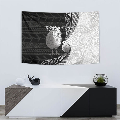 Personalised New Zealand Father's Day Tapestry Papa Kiwi Bird Tribal Pattern