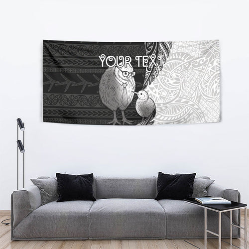 Personalised New Zealand Father's Day Tapestry Papa Kiwi Bird Tribal Pattern