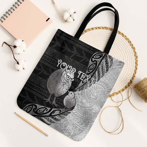 Personalised New Zealand Father's Day Tote Bag Papa Kiwi Bird Tribal Pattern