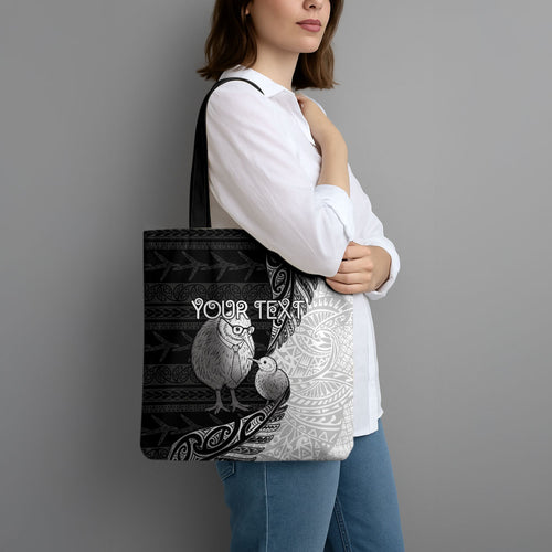 Personalised New Zealand Father's Day Tote Bag Papa Kiwi Bird Tribal Pattern