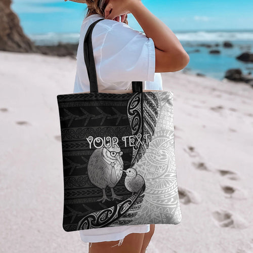 Personalised New Zealand Father's Day Tote Bag Papa Kiwi Bird Tribal Pattern