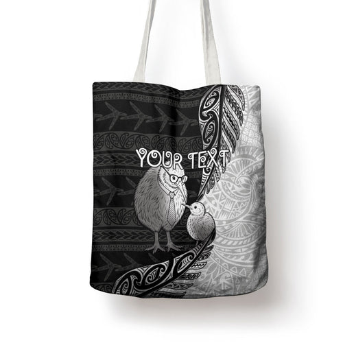 Personalised New Zealand Father's Day Tote Bag Papa Kiwi Bird Tribal Pattern
