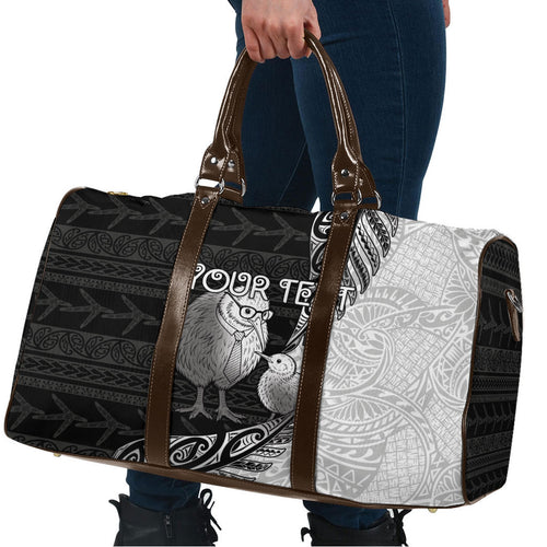 Personalised New Zealand Father's Day Travel Bag Papa Kiwi Bird Tribal Pattern