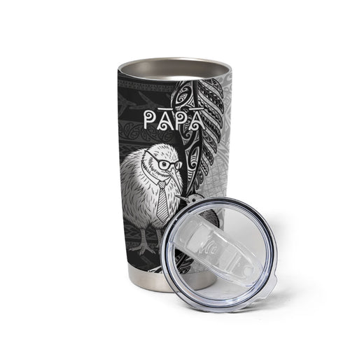 Personalised New Zealand Father's Day Tumbler Cup Papa Kiwi Bird Tribal Pattern