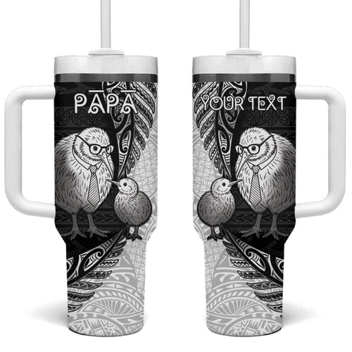 Personalised New Zealand Father's Day Tumbler With Handle Papa Kiwi Bird Tribal Pattern