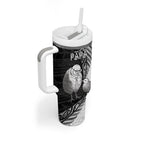 Personalised New Zealand Father's Day Tumbler With Handle Papa Kiwi Bird Tribal Pattern