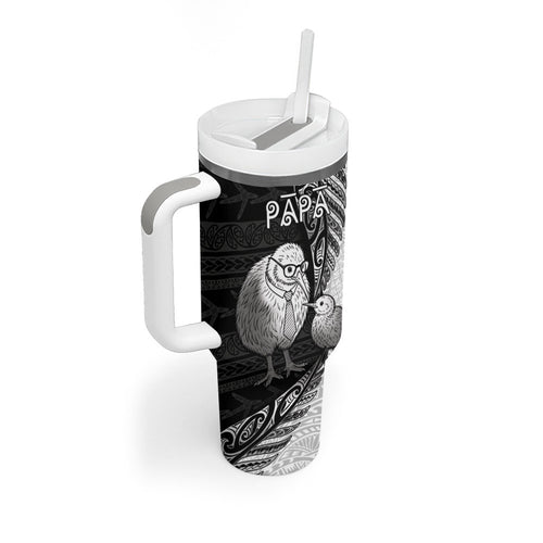 Personalised New Zealand Father's Day Tumbler With Handle Papa Kiwi Bird Tribal Pattern