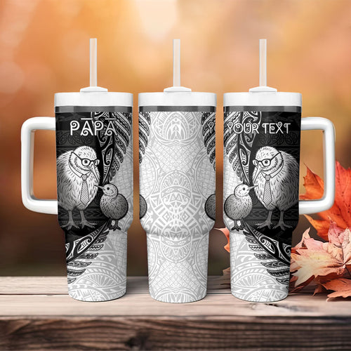 Personalised New Zealand Father's Day Tumbler With Handle Papa Kiwi Bird Tribal Pattern