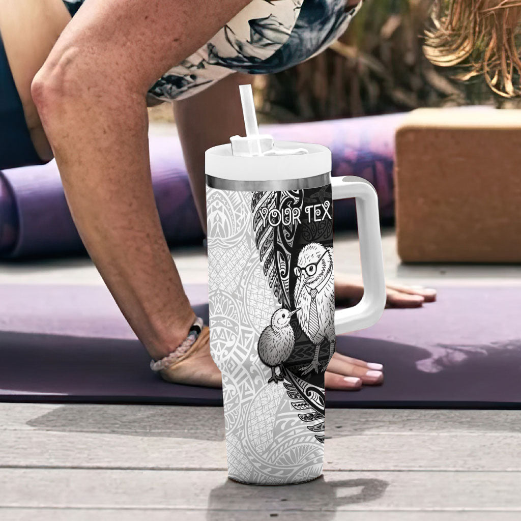 Personalised New Zealand Father's Day Tumbler With Handle Papa Kiwi Bird Tribal Pattern