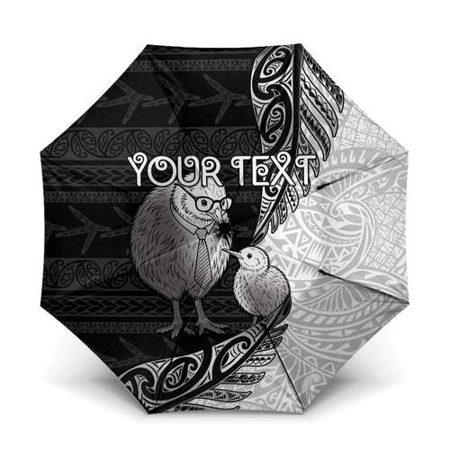 Personalised New Zealand Father's Day Umbrella Papa Kiwi Bird Tribal Pattern