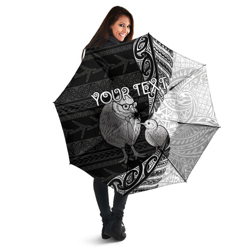 Personalised New Zealand Father's Day Umbrella Papa Kiwi Bird Tribal Pattern