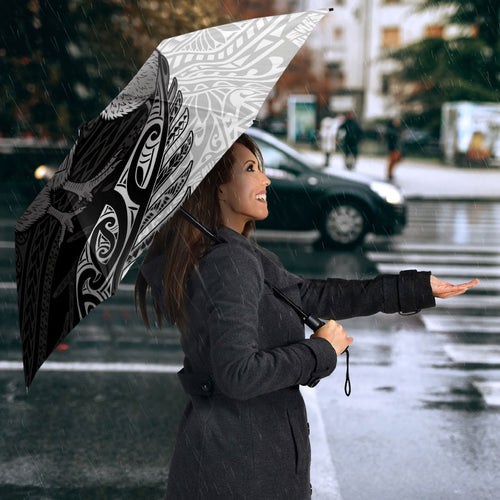 Personalised New Zealand Father's Day Umbrella Papa Kiwi Bird Tribal Pattern