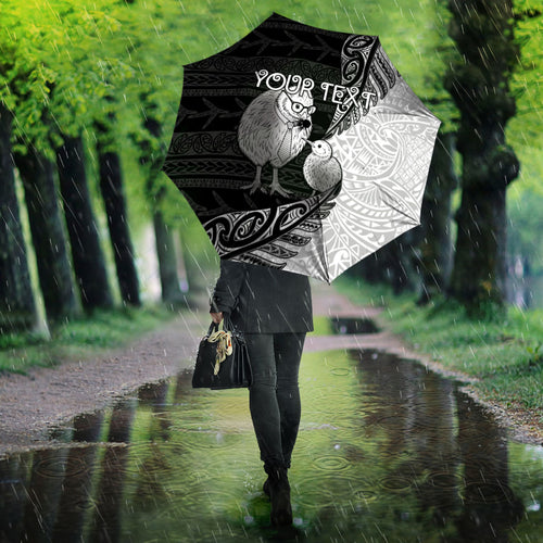 Personalised New Zealand Father's Day Umbrella Papa Kiwi Bird Tribal Pattern