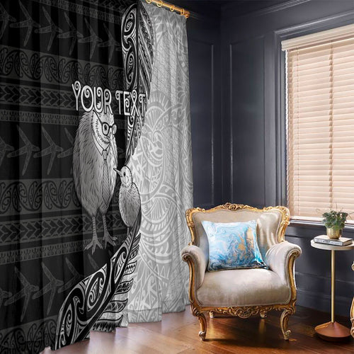 Personalised New Zealand Father's Day Window Curtain Papa Kiwi Bird Tribal Pattern