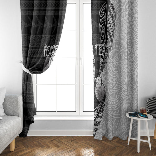 Personalised New Zealand Father's Day Window Curtain Papa Kiwi Bird Tribal Pattern