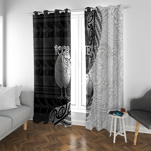 Personalised New Zealand Father's Day Window Curtain Papa Kiwi Bird Tribal Pattern