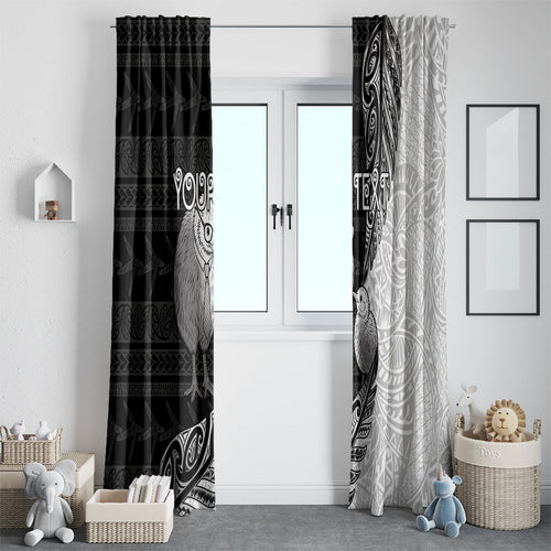 Personalised New Zealand Father's Day Window Curtain Papa Kiwi Bird Tribal Pattern