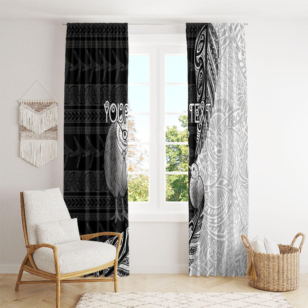 Personalised New Zealand Father's Day Window Curtain Papa Kiwi Bird Tribal Pattern