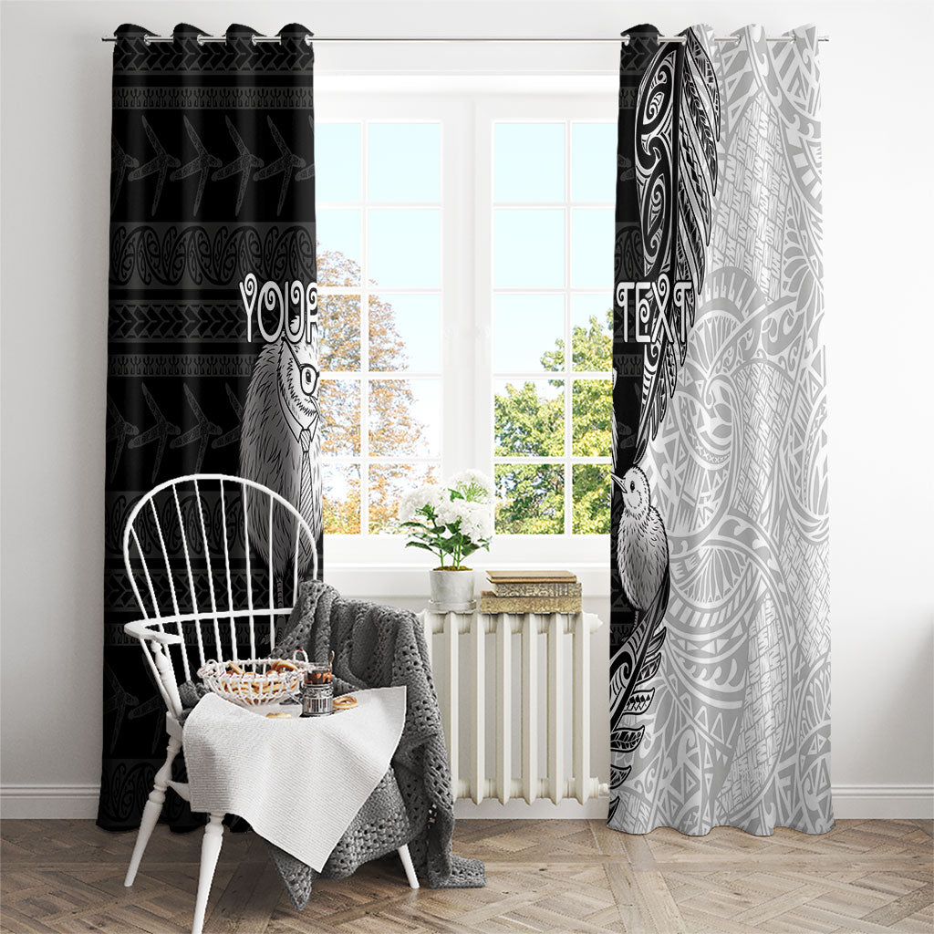 Personalised New Zealand Father's Day Window Curtain Papa Kiwi Bird Tribal Pattern