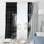 Personalised New Zealand Father's Day Window Curtain Papa Kiwi Bird Tribal Pattern