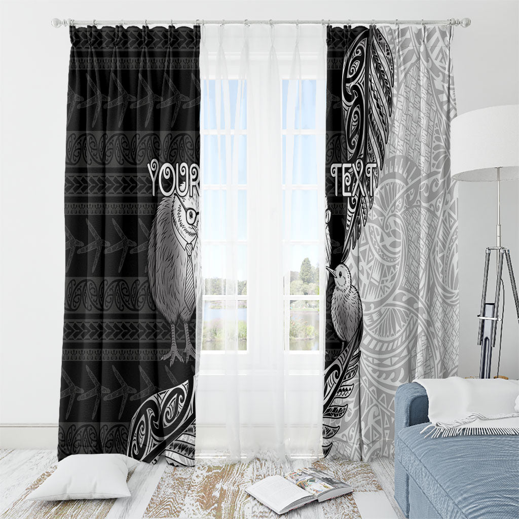 Personalised New Zealand Father's Day Window Curtain Papa Kiwi Bird Tribal Pattern