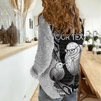 Personalised New Zealand Father's Day Women Casual Shirt Papa Kiwi Bird Tribal Pattern