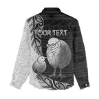 Personalised New Zealand Father's Day Women Casual Shirt Papa Kiwi Bird Tribal Pattern