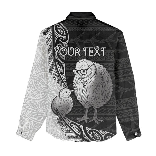 Personalised New Zealand Father's Day Women Casual Shirt Papa Kiwi Bird Tribal Pattern