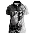 Personalised New Zealand Father's Day Women Polo Shirt Papa Kiwi Bird Tribal Pattern