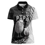 Personalised New Zealand Father's Day Women Polo Shirt Papa Kiwi Bird Tribal Pattern