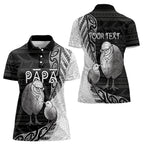 Personalised New Zealand Father's Day Women Polo Shirt Papa Kiwi Bird Tribal Pattern