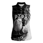 Personalised New Zealand Father's Day Women Sleeveless Polo Shirt Papa Kiwi Bird Tribal Pattern