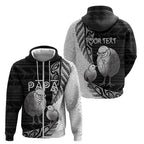 Personalised New Zealand Father's Day Zip Hoodie Papa Kiwi Bird Tribal Pattern