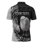 Personalised New Zealand Father's Day Zipper Polo Shirt Papa Kiwi Bird Tribal Pattern