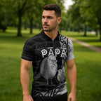 Personalised New Zealand Father's Day Zipper Polo Shirt Papa Kiwi Bird Tribal Pattern