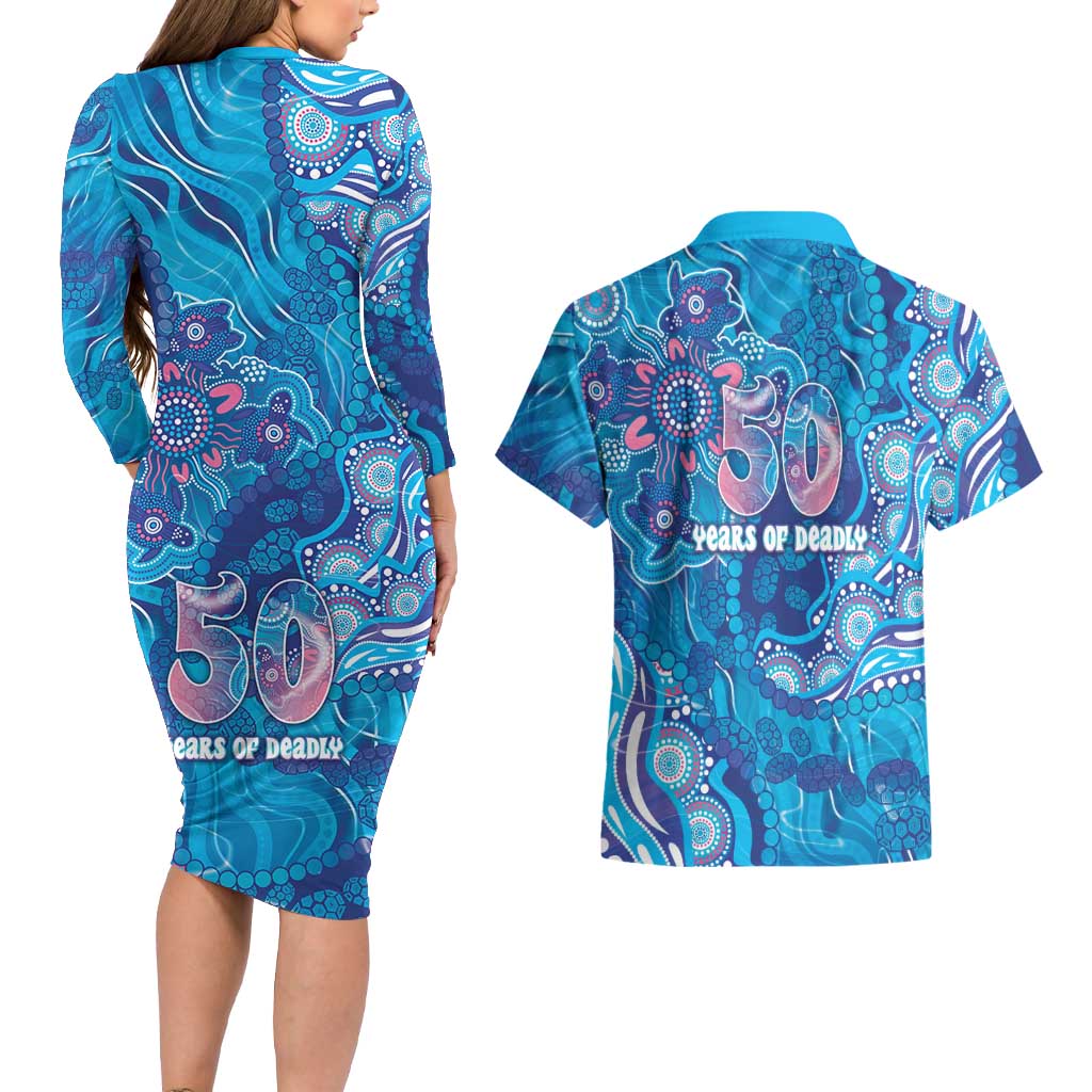 NAIDOC Week 2026 Couples Matching Long Sleeve Bodycon Dress and Hawaiian Shirt Turtle Dream On The Waves