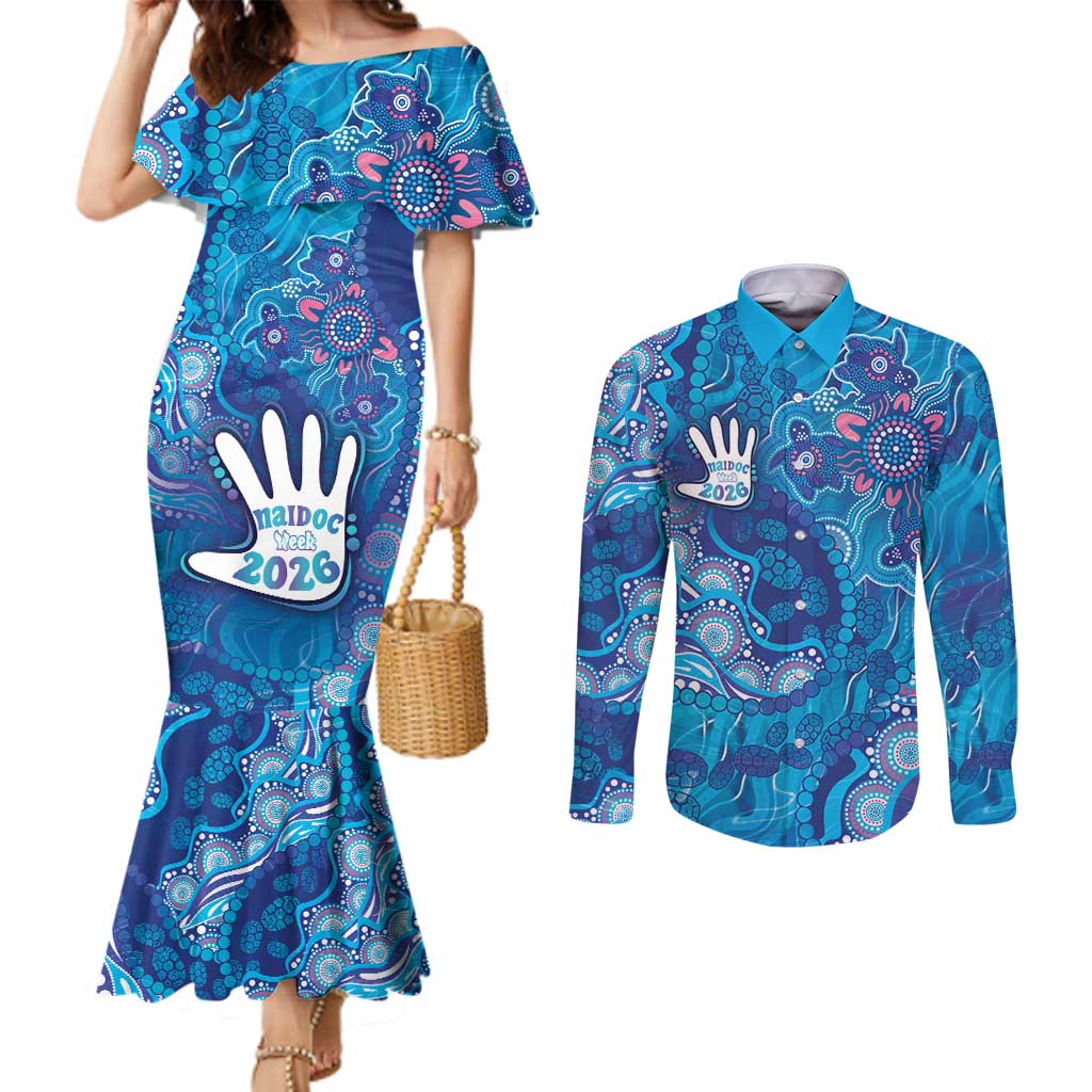 NAIDOC Week 2026 Couples Matching Mermaid Dress and Long Sleeve Button Shirt Turtle Dream On The Waves