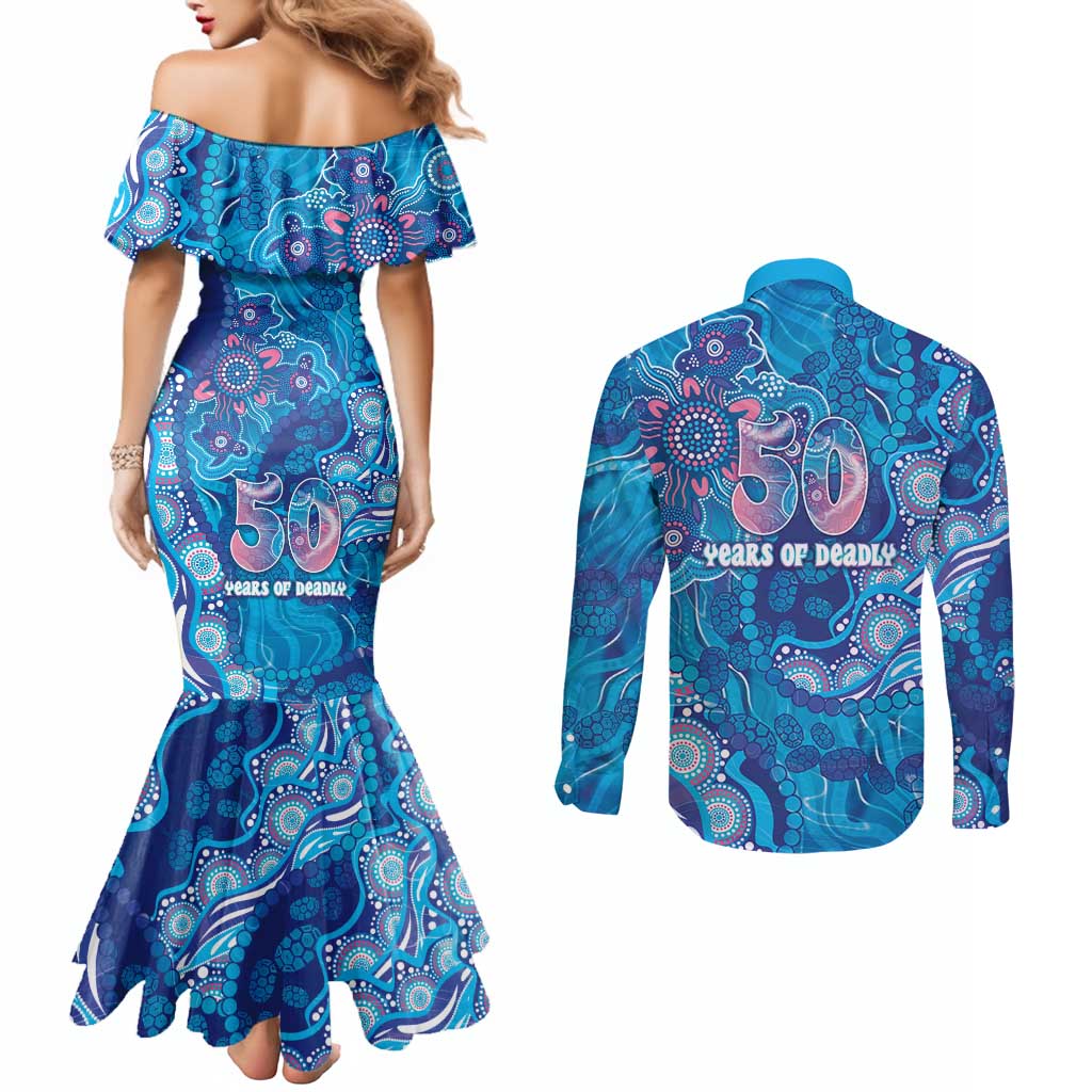 NAIDOC Week 2026 Couples Matching Mermaid Dress and Long Sleeve Button Shirt Turtle Dream On The Waves
