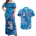 NAIDOC Week 2026 Couples Matching Off Shoulder Maxi Dress and Hawaiian Shirt Turtle Dream On The Waves