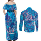 NAIDOC Week 2026 Couples Matching Off Shoulder Maxi Dress and Long Sleeve Button Shirt Turtle Dream On The Waves