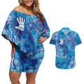 NAIDOC Week 2026 Couples Matching Off Shoulder Short Dress and Hawaiian Shirt Turtle Dream On The Waves