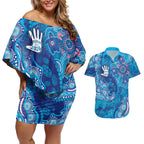 NAIDOC Week 2026 Couples Matching Off Shoulder Short Dress and Hawaiian Shirt Turtle Dream On The Waves