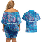 NAIDOC Week 2026 Couples Matching Off Shoulder Short Dress and Hawaiian Shirt Turtle Dream On The Waves